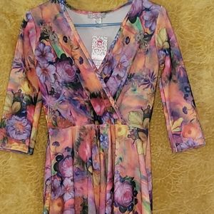 Floral mid length v-neck dress
